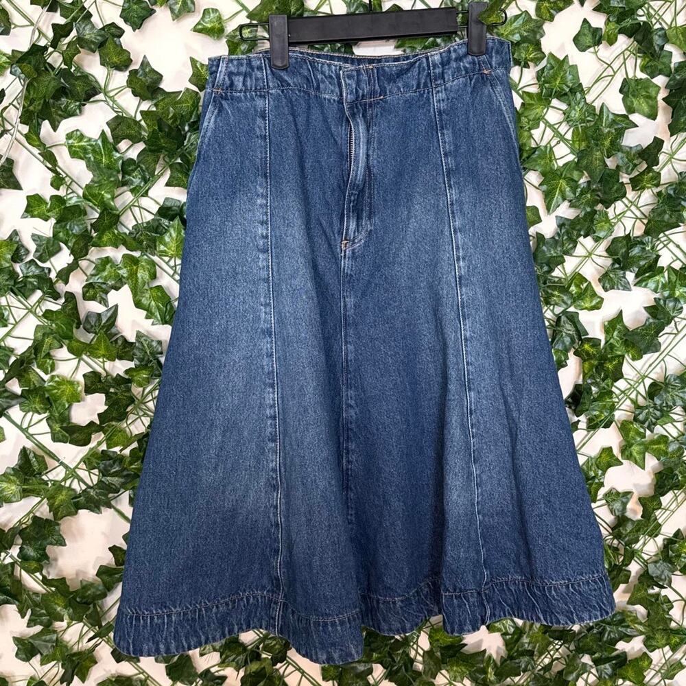 Mango blue denim midi skirt